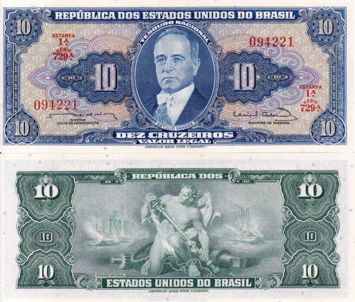 BRAZILIA 10 cruzeiros ND (1961-63) UNC!!!