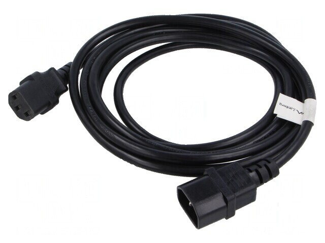 Cablu IEC C13 mamă - IEC C14 tată, 3m, negru, PVC, &Oslash;fir 1mm