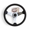 Volan Sport Auto Tuning Interior Negru Albastru 36cm Prindere 6 Puncte Universal Ergonomic Cu Kit Montaj