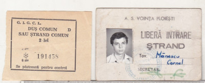 bnk div Ploiesti - Bilet + legitimatie strand anii `70-`80 foto