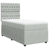 Cumpara ieftin Pat continental cu saltea, gri deschis, 80x200 cm, catifea