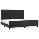 Cumpara ieftin Cadru de pat cu tablie, negru, 200x200 cm, piele ecologica