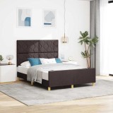 VidaXL Cadru de pat cu headboard Maro &icirc;nchis 140 x 200 cm țesătură