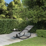 Șezlong Balansoar Gri vidaXL, Oțel &amp; Textilenă, 158x60x77cm, Tetieră, Ergonomic, Gradină/Relaxare