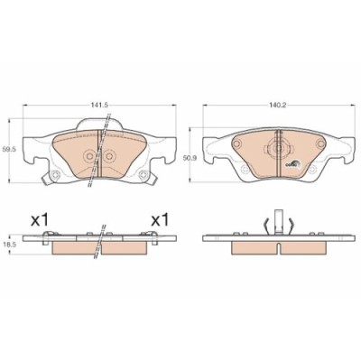 Set placute frana spate TRW, Jeep Grand Cherokee IV (Wk, Wk2), 06.10-, spate; puntea spate foto