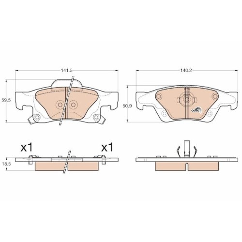 Set placute frana spate TRW, Jeep Grand Cherokee IV (Wk, Wk2), 06.10-, spate; puntea spate