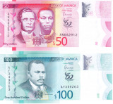 Bancnota Jamaica 50 si 100 Dolari 2022 - UNC ( set x2 comemorative, polimer )
