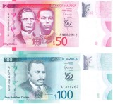 Bancnota Jamaica 50 si 100 Dolari 2022 - UNC ( set x2 comemorative, polimer - vezi descriere )