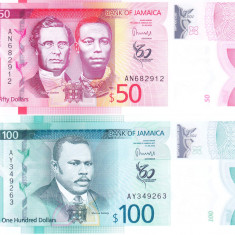 Bancnota Jamaica 50 si 100 Dolari 2022 - UNC ( set x2 comemorative, polimer )