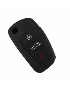 Husa Cheie Audi A6 3 Butoane Silicon Neagra AutoProtect KeyCars