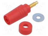 Conector banană 4mm roșu 32A 1kV aurit lipit 40mm HIRSCHMANN T&amp;M