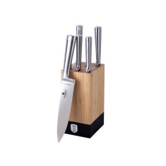 Set cutite 6 piese Berlinger Haus BH 2804, maner turnat, suport bambus, inox foto