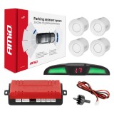 Set senzori parcare auto cu 4 senzori albi, afisaj LED si buzzer, 12V Amio