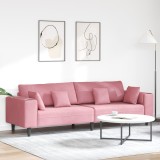 vidaXL Canapea din catifea cu pernă Roz 209 cm Catifea
