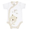 Body Bebelusi Ursulet Bumbac Alb Bej Maneca Scurta 0-3 luni 40-44 cm Baieti