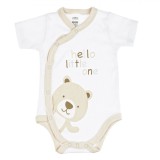 Body Bebelusi, Model Ursulet, Bumbac, Alb Bej, Maneca Scurta