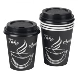 Pahare Carton, Model Take Away, Capacitate 270ml, Set 30 Bucăți, Negru/Alb, Oem