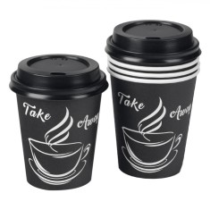 Pahare Carton, Model Take Away, Capacitate 270ml, Set 30 Bucăți, Negru/Alb