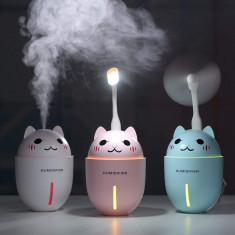 Adorable Pet Air Humidifer +Lumina Si Mini Ventilator Detasabile+Ulei Esential foto