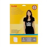 Hartie Transfer Termic Kodak A4, Tricouri Negre, Textil Inchis, Imprimare Inkjet, 5 Coli