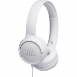 Casti audio On-Ear JBL Tune 500, Pure Bass Sound, Hands-free Call, Alb