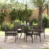 VidaXL Set de masă pentru grădină 5 pcs Maro Rattan poli