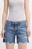 Pepe Jeans pantaloni scurți din bumbac REGULAR SHORT MW DISTRESSED femei, uni, medium waist, PL801186EE6