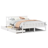 Cumpara ieftin Cadru de pat fara saltea, alb, 150x200 cm, lemn masiv pin