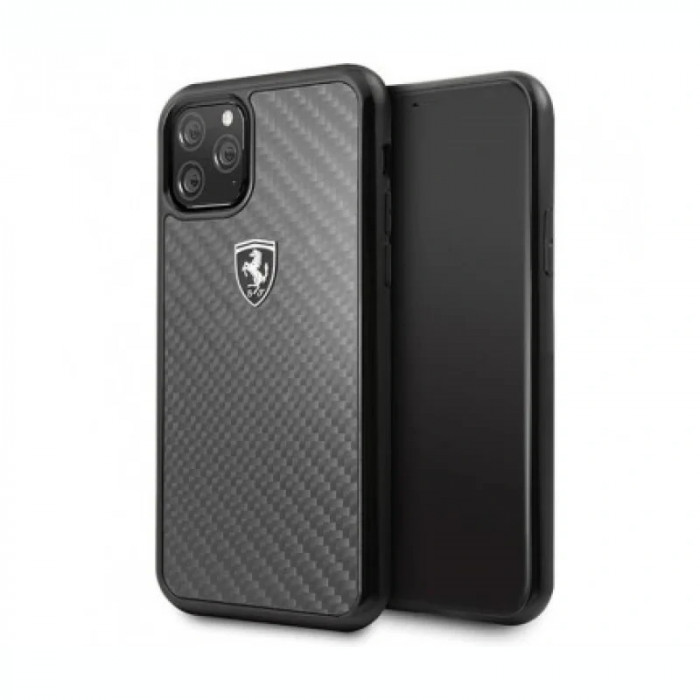 Husa Cover Ferrari Heritage Carbon pentru iPhone 11 Pro Negru