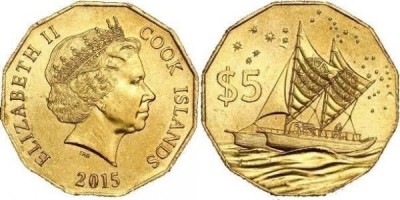 Insulele Cook 2015 - 5 dollars UNC foto