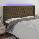 vidaXL Tăblie de pat cu LED, maro &icirc;nchis, 203x16x118/128 cm, textil 3124409