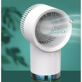 Ventilator portabil de birou 4 &icirc;n 1, cu funcție de umidificator, 3 trepte de viteza, funcționează fără fir, incarcare USB, alb