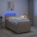 Cumpara ieftin Pat boxspring cu saltea cu benzi LED Crem 80 x 200 cm Tesatura
