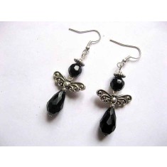 Cercei ingerasi cu cristale negre 30328