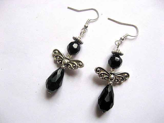 Cercei ingerasi cu cristale negre 30328