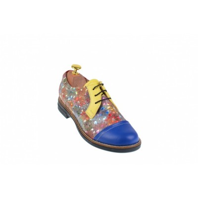 Pantofi dama din piele naturala multicolora - P10BLGR foto