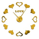 Cumpara ieftin Ceas de perete 3D Auriu Love Hearts DIY WZ2447