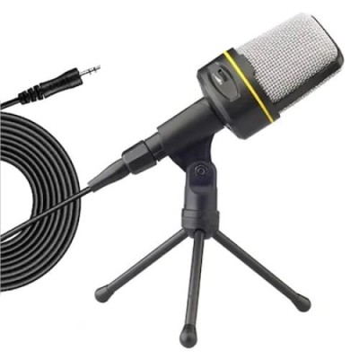 Microfon profesional pentru statiile radio, karaoke si studiourile de inregistrare, dispune de trepied pliabil, lungime cablu 1.8 metri, negru foto