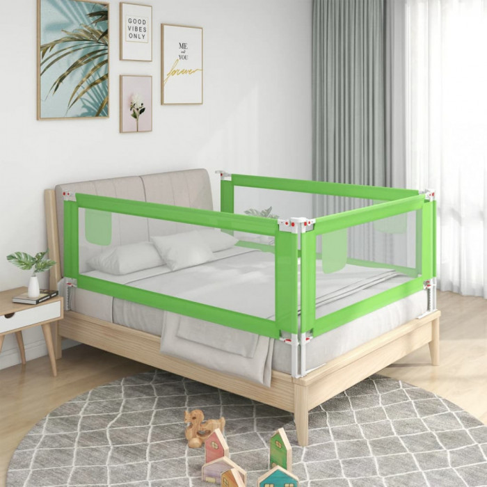 Balustrada de protectie pat copii, verde, 90x25 cm, textil GartenMobel Dekor
