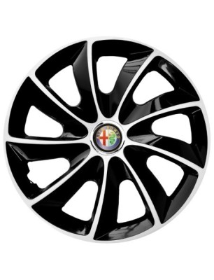 Set 4 Capace Roti Autohelix MSA&amp;reg; potrivite jantelor de 15 inch, pentru Alfa Romeo, model Stig Extra Black &amp;amp; White foto