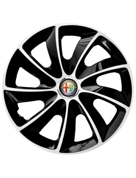 Set 4 Capace Roti Autohelix MSA&reg; potrivite jantelor de 15 inch, pentru Alfa Romeo, model Stig Extra Black &amp; White