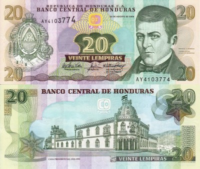 HONDURAS 20 lempiras 2004 UNC!!! foto