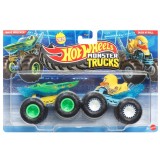 Set 2 masinute Monster Truck, Hot Wheels, Wave Wrecker si Duck N Roll, JHY83