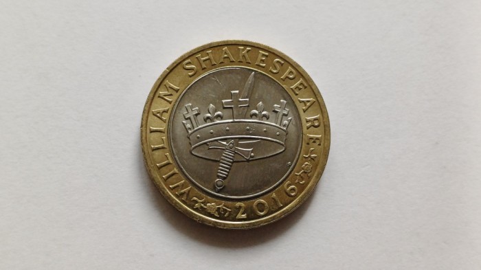 Marea Britanie / Anglia -2 Pounds/Lire 2016- Moartea lui Shakespeare