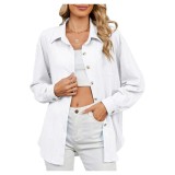 Cămașă pentru femei BAISHENGGT cu nasturi, m&acirc;neci lungi, guler, texturată, largă, casual, de birou
