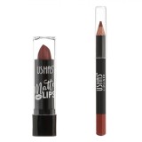 Set Machiaj, Ushas, Matte Lips, Ruj Mat Roșu, Creion de Buze, 2 Bucăți, Ambalaj Brad de Crăciun, Oem