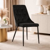 Scaun bucatarie/living, Artool, Imola, catifea negru, picioare metal negru, 48.5x61x93.5 cm
