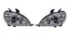 Far Mercedes Clasa Ml (W163) 09.2001-07.2005, model tuning, montare fata, stanga+dreapta, cu lumina de parcare LED; cu lampa ceata LED; H1+H1+LED+PY2