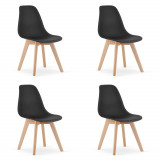 Set 4 scaune bucatarie/living, Artool, Kito, PP, lemn, negru si natur, 46x54.5x80 cm