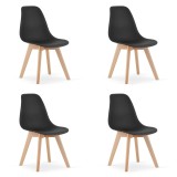 Set 4 scaune bucatarie/living, Artool, Kito, PP, lemn, negru si natur, 46x54.5x80 cm, Leobert